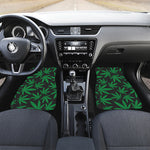 Green And Black Cannabis Leaf Print Front Car Floor Mats