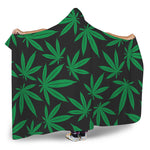 Green And Black Cannabis Leaf Print Hooded Blanket