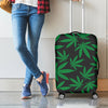 Green And Black Cannabis Leaf Print Luggage Cover