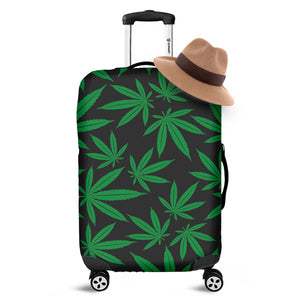 Green And Black Cannabis Leaf Print Luggage Cover