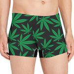 Green And Black Cannabis Leaf Print Men's Boxer Briefs