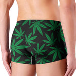 Green And Black Cannabis Leaf Print Men's Boxer Briefs