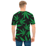 Green And Black Cannabis Leaf Print Men's T-Shirt