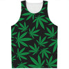 Green And Black Cannabis Leaf Print Men's Tank Top