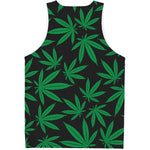 Green And Black Cannabis Leaf Print Men's Tank Top