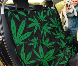 Green And Black Cannabis Leaf Print Pet Car Back Seat Cover