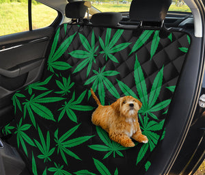 Green And Black Cannabis Leaf Print Pet Car Back Seat Cover