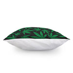 Green And Black Cannabis Leaf Print Pillow Cover