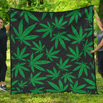 Green And Black Cannabis Leaf Print Quilt