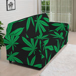 Green And Black Cannabis Leaf Print Sofa Cover