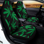 Green And Black Cannabis Leaf Print Universal Fit Car Seat Covers