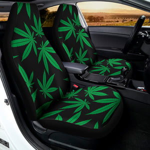 Green And Black Cannabis Leaf Print Universal Fit Car Seat Covers