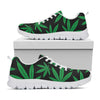 Green And Black Cannabis Leaf Print White Sneakers