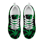 Green And Black Cannabis Leaf Print White Sneakers