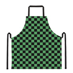 Green And Black Checkered Pattern Print Apron