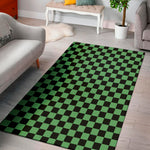 Green And Black Checkered Pattern Print Area Rug