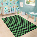 Green And Black Checkered Pattern Print Area Rug