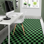 Green And Black Checkered Pattern Print Area Rug