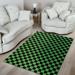 Green And Black Checkered Pattern Print Area Rug