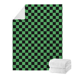 Green And Black Checkered Pattern Print Blanket