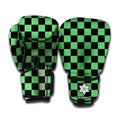 Green And Black Checkered Pattern Print Boxing Gloves