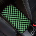 Green And Black Checkered Pattern Print Car Center Console Cover