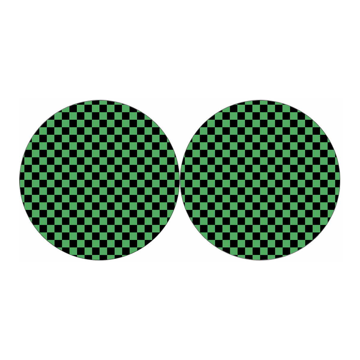 Green And Black Checkered Pattern Print Car Coasters