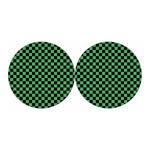 Green And Black Checkered Pattern Print Car Coasters