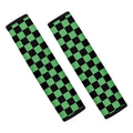 Green And Black Checkered Pattern Print Car Seat Belt Covers