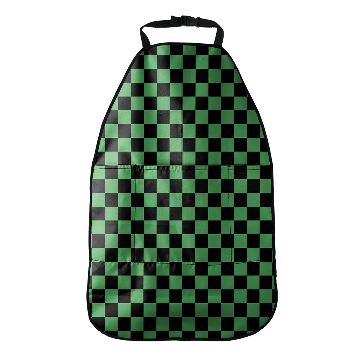 Green And Black Checkered Pattern Print Car Seat Organizers