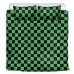 Green And Black Checkered Pattern Print Duvet Cover Bedding Set