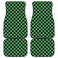 Green And Black Checkered Pattern Print Front and Back Car Floor Mats