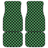 Green And Black Checkered Pattern Print Front and Back Car Floor Mats