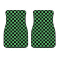 Green And Black Checkered Pattern Print Front Car Floor Mats