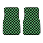 Green And Black Checkered Pattern Print Front Car Floor Mats