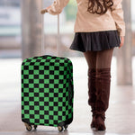 Green And Black Checkered Pattern Print Luggage Cover