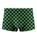 Green And Black Checkered Pattern Print Men's Boxer Briefs