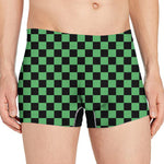 Green And Black Checkered Pattern Print Men's Boxer Briefs