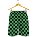 Green And Black Checkered Pattern Print Men's Shorts