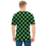 Green And Black Checkered Pattern Print Men's T-Shirt