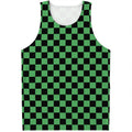 Green And Black Checkered Pattern Print Men's Tank Top