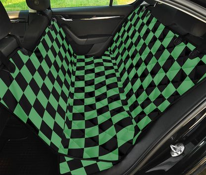 Green And Black Checkered Pattern Print Pet Car Back Seat Cover