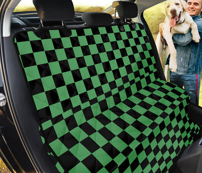 Green And Black Checkered Pattern Print Pet Car Back Seat Cover
