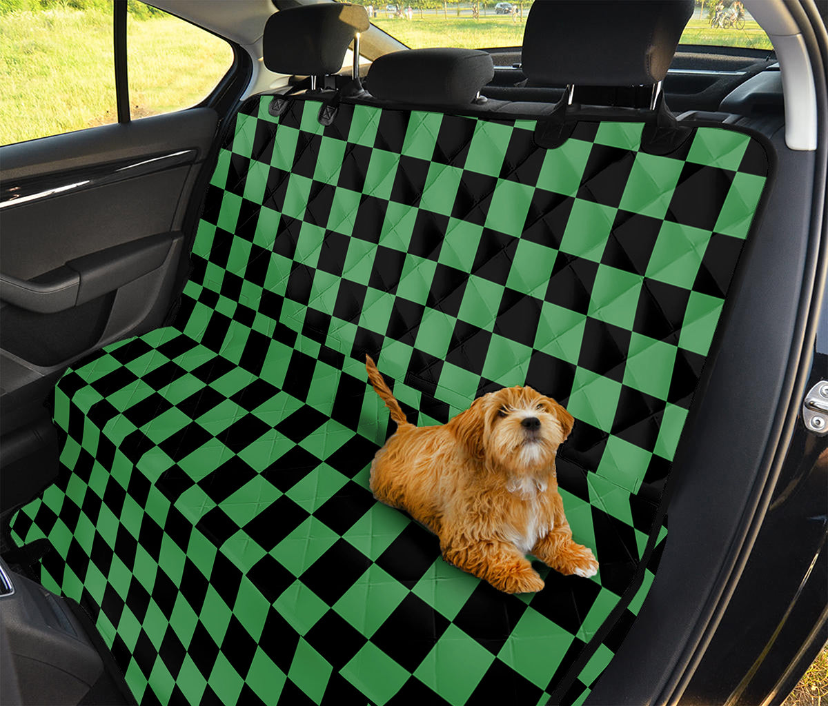 Green And Black Checkered Pattern Print Pet Car Back Seat Cover