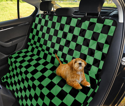 Green And Black Checkered Pattern Print Pet Car Back Seat Cover