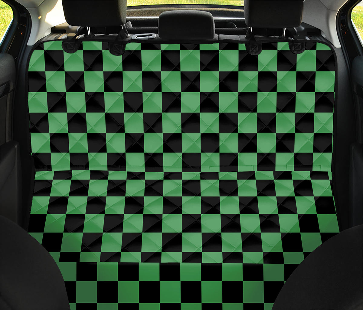 Green And Black Checkered Pattern Print Pet Car Back Seat Cover