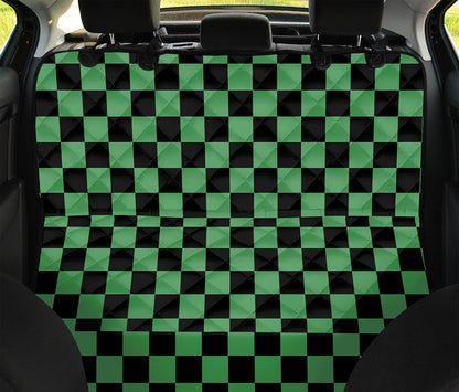 Green And Black Checkered Pattern Print Pet Car Back Seat Cover