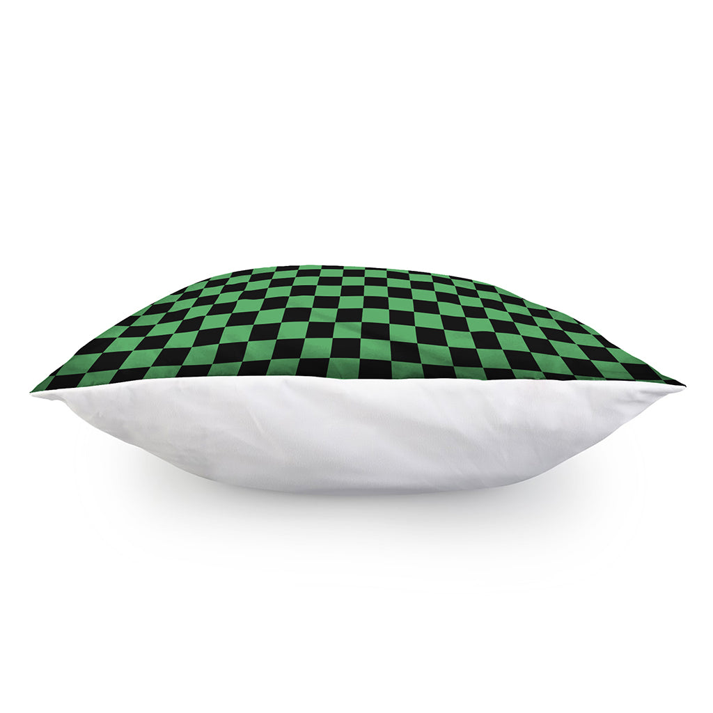 Green And Black Checkered Pattern Print Pillow Cover