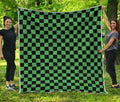 Green And Black Checkered Pattern Print Quilt