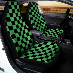 Green And Black Checkered Pattern Print Universal Fit Car Seat Covers